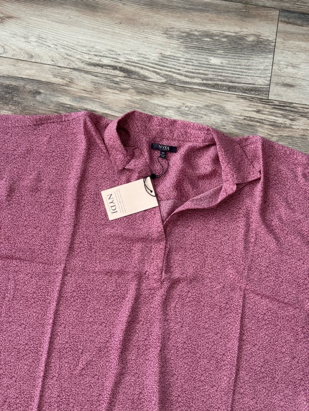 NYDJ Becky Short Sleeved Top 0X Pink Print NWT